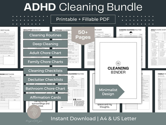 Cleaning Bundle for Individuals with ADHD | Cleaning Checklists