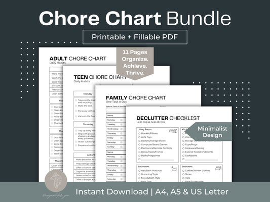 Chore Chart Bundle | Adult Chore Chart | Declutter Checklist