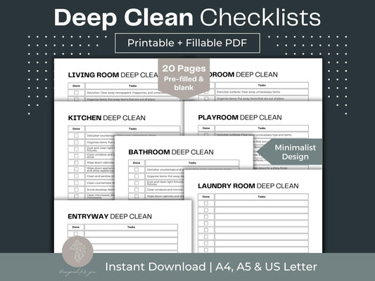 Deep Clean Checklists | Printable ADHD Cleaning Checklists