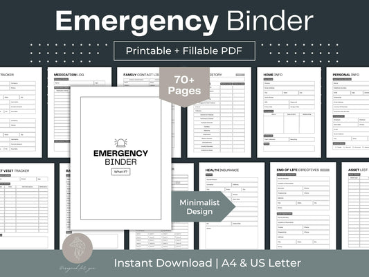 Emergency Binder Printable | Household Organization Binder