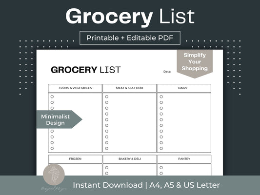 Grocery List | Printable To Do List | Grocery Planner