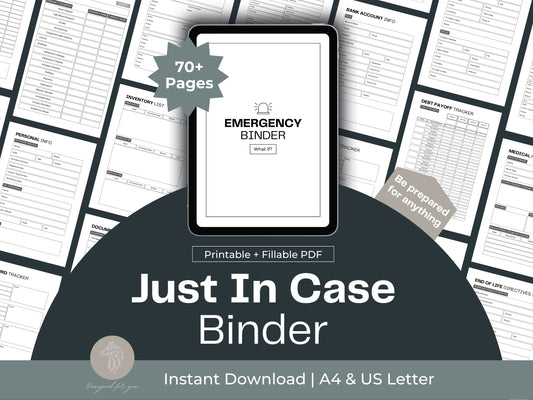 Just in Case Binder | Printable Emergency Binder | What if Planner