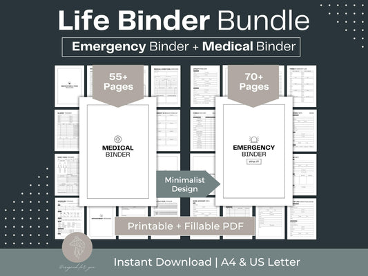 Life Binder Bundle | Emergency Binder | Printable Medical Binder