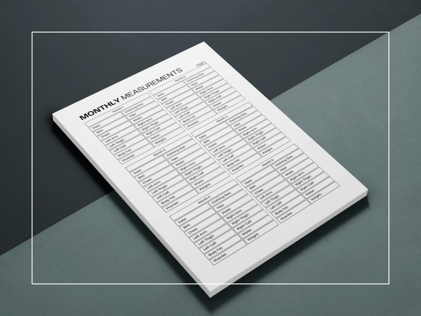 Monthly Measurements | Weight Loss Printable | Weight Loss Motivation