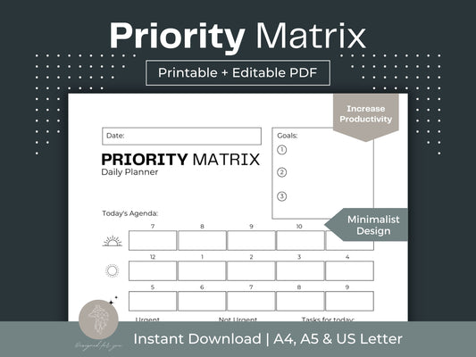 Priority Matrix | Eisenhower Matrix | Productivity Planner